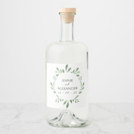 Olive Greenery Botanische Wasserfarbe Alkoholflaschenetikett