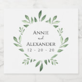 Olive Greenery Botanische Wasserfarbe Schaumweinetikett (Einzelnes Label)