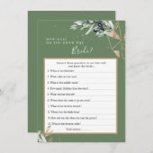 Olive Greenery Wer die Bride Best Game Card kennt Einladung (Vorne/Hinten)