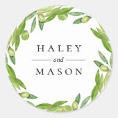 Olive Greenery Wreath Personalisiert Sticker (Vorderseite)