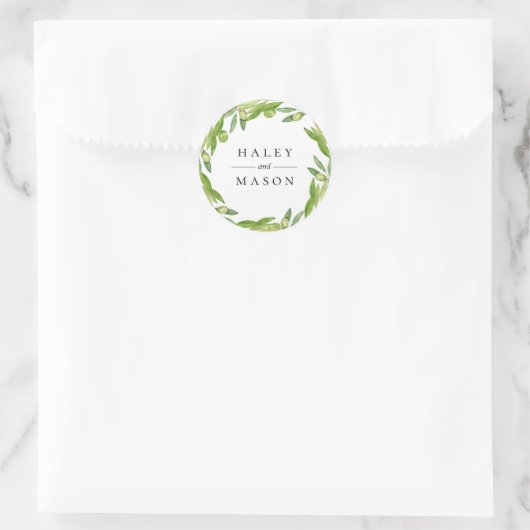 Olive Greenery Wreath Personalisiert Sticker (Tasche)