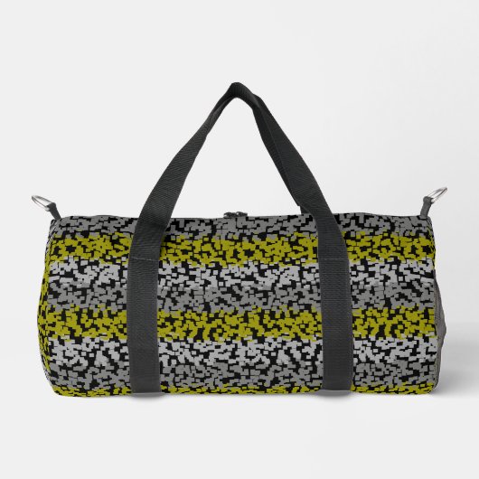 Olive-Grey-schwarz-pixelförmige Streifen Duffle Bag (Vorderseite)
