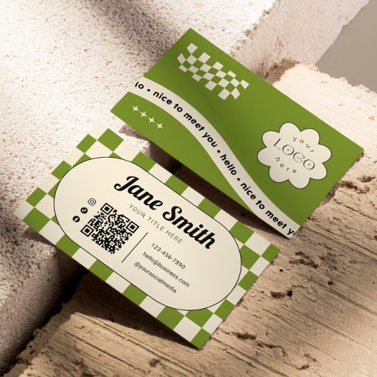 Olive Groovy Editable Business Card für Studio Visitenkarte
