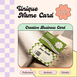 Olive Groovy Editable Business Card für Studio Visitenkarte