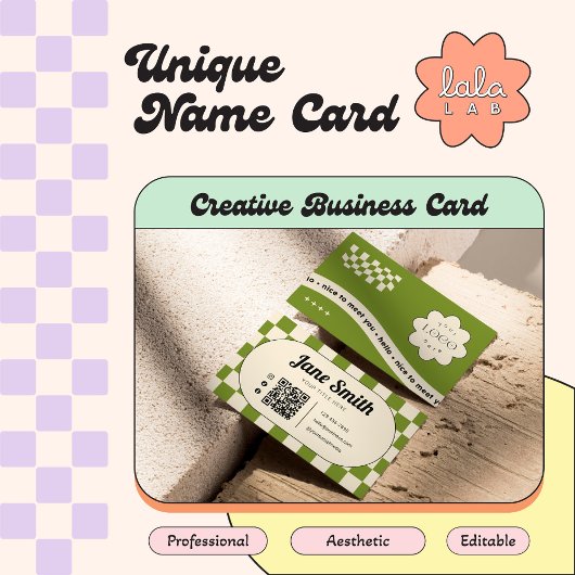 Olive Groovy Editable Business Card für Studio Visitenkarte