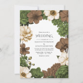 Olive Grove, Figwood Brown & Warm Linen Wedding Einladung (Vorderseite)