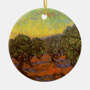 Olive Grove, Orange Sky von Vincent van Gogh Keramikornament