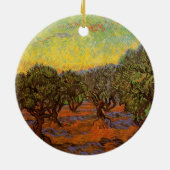 Olive Grove, Orange Sky von Vincent van Gogh Keramikornament (Hinten)