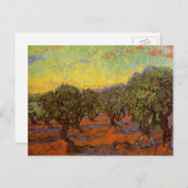 Olive Grove, Orange Sky von Vincent van Gogh Postkarte (Vorne/Hinten)