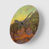 Olive Grove, Orange Sky von Vincent van Gogh Runde Wanduhr (Winkel)