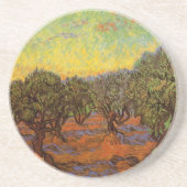 Olive Grove, Orange Sky von Vincent van Gogh Sandstein Untersetzer (Vorne)