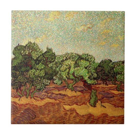 Olive Grove, Pale Blue Sky von Vincent van Gogh Fliese (Vorderseite)