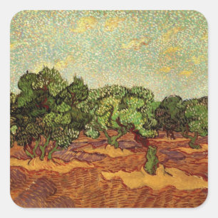 Olive Grove, Pale Blue Sky von Vincent van Gogh Quadratischer Aufkleber