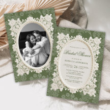 Olive-Grün-Elfenbein-Doily-Spitze-Braut-Party