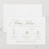 Olive-Grün-Monogramm-Hochzeitsdetails Beilage Kart Begleitkarte (Vorne/Hinten)