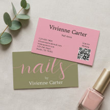 Olive-Grün Pink Schrift Nageldesignerin