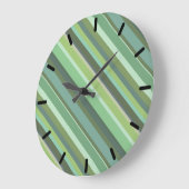 Olive-grüne Diagonalstreifen Große Wanduhr (Winkel)