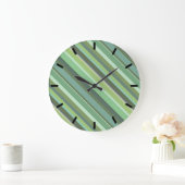 Olive-grüne Diagonalstreifen Große Wanduhr (Zuhause)