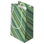 Olive-grüne Diagonalstreifen Kleine Geschenktüte (Rückseite Schrägansicht)