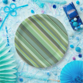 Olive-grüne Diagonalstreifen Pappteller (Party)