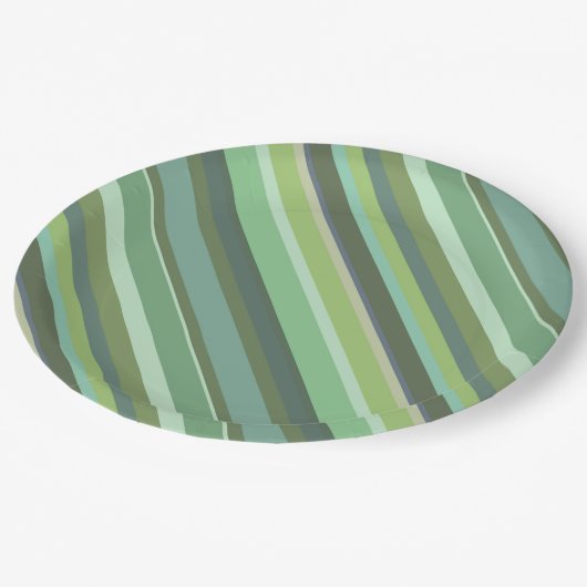Olive-grüne Diagonalstreifen Pappteller (Schrägansicht)