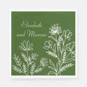 Olive-grüne Hochzeitspapiere Servietten (Vorderseite)
