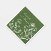 Olive-grüne Hochzeitspapiere Servietten (Ecke)