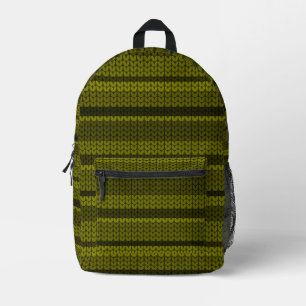 Olive-grüne Imitate aus Strickmuster Bedruckter Rucksack