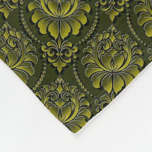 Olive-Grünes Damast-Fleece-Decke Fleecedecke (Ecke)