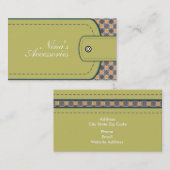 Olive-grünes Leder-Look und Muster moderne Koralle Visitenkarte (Vorne/Hinten)