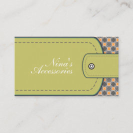 Olive-grünes Leder-Look und Muster moderne Koralle Visitenkarte