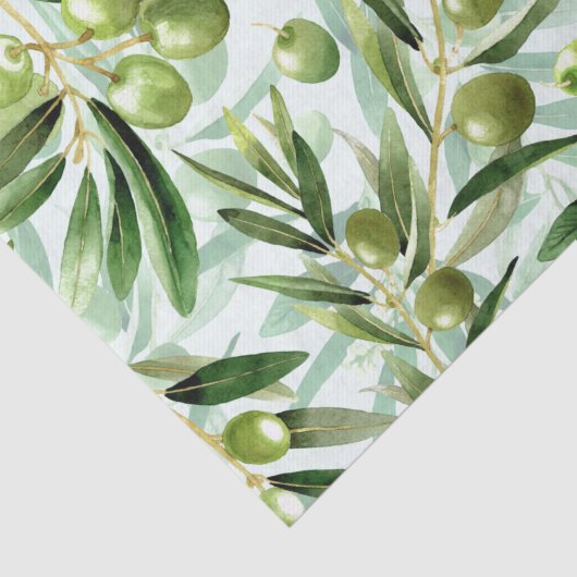 Olive Hand gezeichnetes Sommerfruchtmuster auf Min Seidenpapier (Detail)