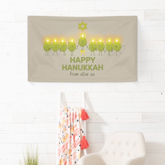 Olive Hanukkah Menorah Banner (Insitu)