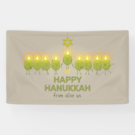 Olive Hanukkah Menorah Banner (Horizontal)