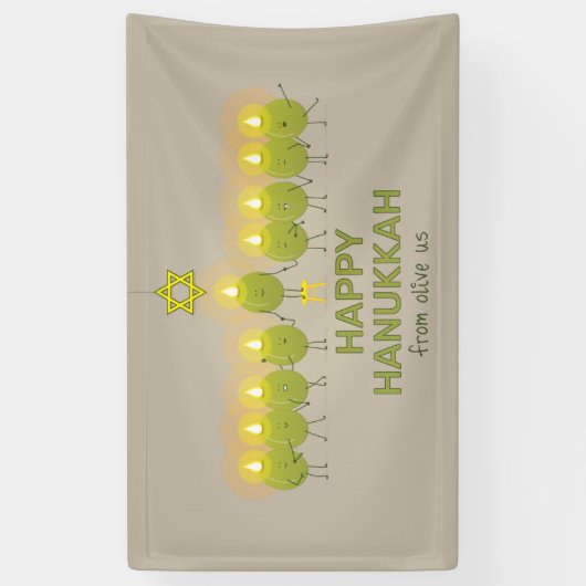 Olive Hanukkah Menorah Banner (Vertikal)