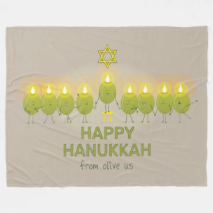Olive Hanukkah Menorah Fleecedecke
