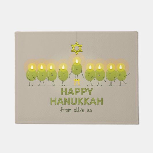 Olive Hanukkah Menorah Fußmatte (Vorderseite)