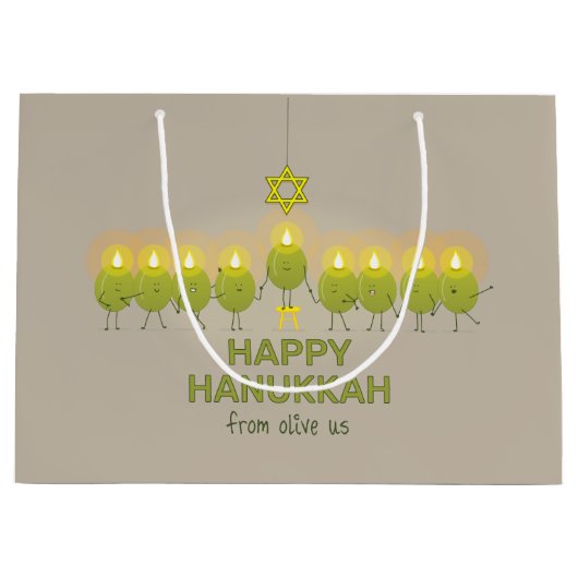 Olive Hanukkah Menorah Große Geschenktüte (Vorderseite)