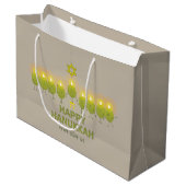 Olive Hanukkah Menorah Große Geschenktüte (Vorderseite Schrägansicht)