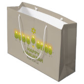 Olive Hanukkah Menorah Große Geschenktüte (Rückseite Schrägansicht)