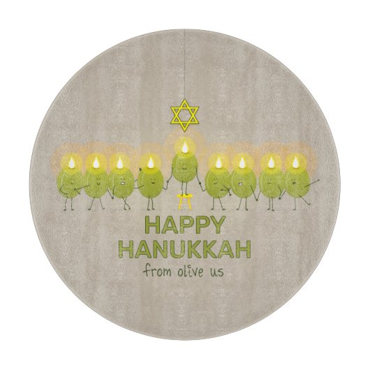 Olive Hanukkah Menorah Schneidebrett (Vorderseite)