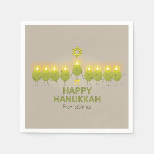Olive Hanukkah Menorah Serviette (Vorderseite)