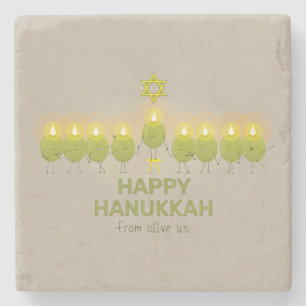 Olive Hanukkah Menorah Steinuntersetzer