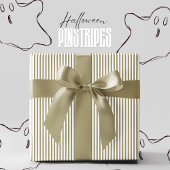 Olive Harvest Green und White Pinstrichen Hallowee Geschenkpapier