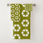 Olive-Hexagon-Honigwabenstrauchmuster Badhandtuch Set (Insitu)