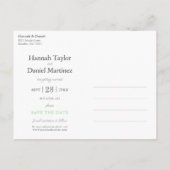 Olive-Kranz-Blätter Hochzeit Speichern Sie das Dat Ankündigungspostkarte (Rückseite)