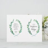 Olive Laurel Leaf Wreath Moderne Zeremonie Program (Stehend Vorderseite)