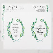 Olive Laurel Leaf Wreath Moderne Zeremonie Program (Vorne/Hinten)