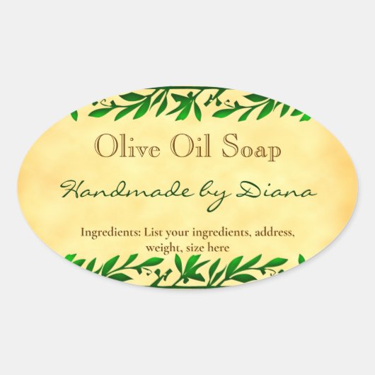 Olive Leaf Custom Soap Imitate Parchishecker Ovaler Aufkleber (Vorderseite)