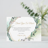 Olive Leaf Goldene Rahmen/Ihr Foto Dankeskarte (Stehend Vorderseite)